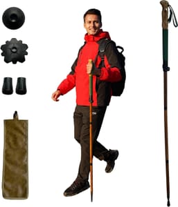 Forest Pilot Trekking Pole, Sassafras Wood, Adjustable & Detachable, Green