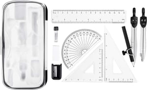Amazon Basics 10-Piece Maths Kit: Compasses, Ruler, Protractor