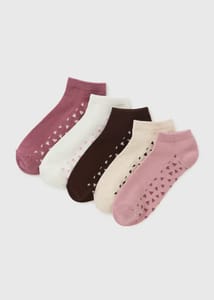 5 Pack Pink Tonal Heart Trainer Liner Socks