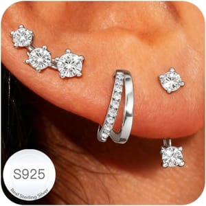 3 Pair Sterling Silver Earrings