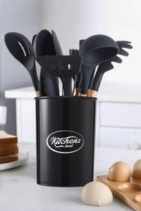Black 11-Piece Silicone Kitchen Utensil Set, Nonstick