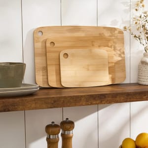 Natural Bamboo Chopping Boards Set of 3, Non-Slip