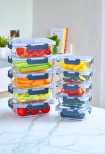 Dark Grey Neo 10 Glass Containers with Lids 10-Piece