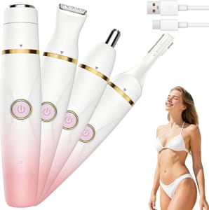 4-in-1 Women's Facial Hair Remover, IPX7 Waterproof, Wet-Dry Cordless