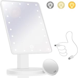 Makeup Vanity Mirror with Lights, Detachable 10x Magnification, 270 Rotation