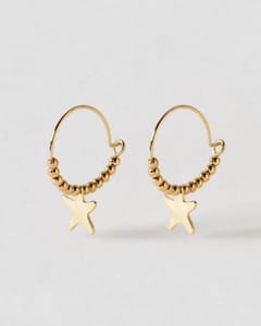 Hennie Starfish Charm Wire Hoop Earrings