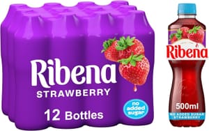 Ribena Strawberry Juice Drink, No Added Sugar, 500ml, 12-Pack