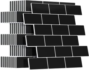 Yoillione Peel & Stick Subway Tiles Backsplash, Black, 10 Sheets