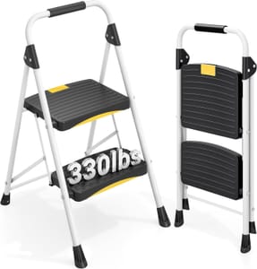Urackify 2-Step Folding Ladder, Heavy-Duty 330 Lb Capacity