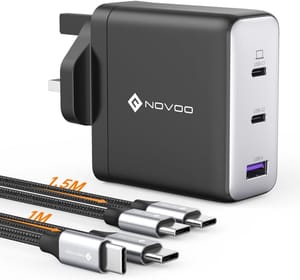 NOVOO USB C Charger, 3-Port 120W GaN Fast Charger, PD3.0