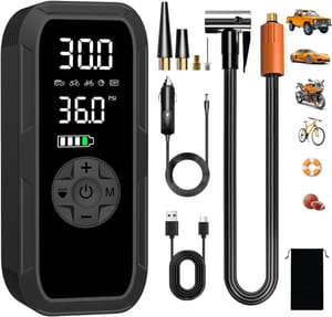Vulisox Portable Tire Inflator, 150 PSI, 12V, LED, Auto Shut-Off