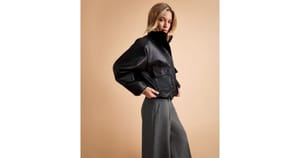 Black Faux Leather High Neck Jacket
