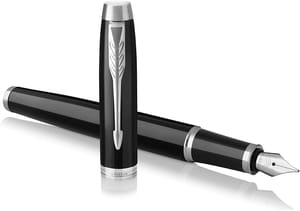 Parker IM Fountain Pen, Black Lacquer, Chrome Trim, Medium Nib