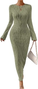 GORGLITTER Women's Tie-Dye Bodycon Maxi Dress, Green