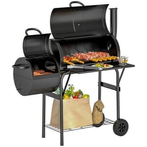 Outsunny Portable Outdoor Charcoal Grill BBQ Grill with Offset Smoker
