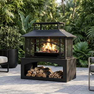 36" Outdoor Fire Pit with with Log/Wood Store