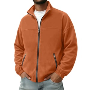 Men's Suede Bomber Jacket with Zip Pockets for Hiking Travel