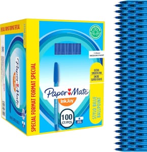 Paper Mate InkJoy 100ST Ballpoint Pens, Blue, 1.0 Mm, 100-Count