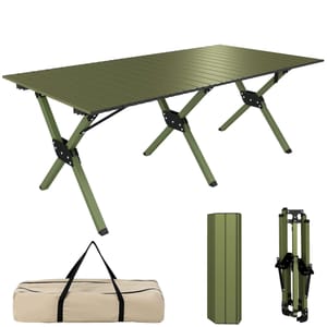 Green Outsunny 4ft Folding Camping Table with Carrying Bag