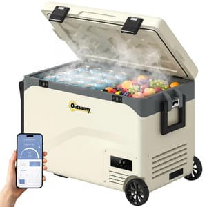 Cream OUTSUNNY 42.5L Compressor Car Fridge Freezer