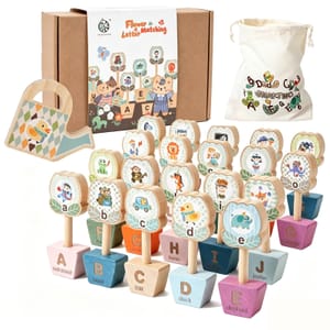 Wooden A-Z Alphabet and Word Toys with Upper/Lower Case Letters