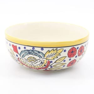 Yellow & Red Patterned Ceramic Serving Bowl 20x20cm