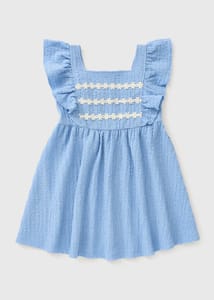 Girls Blue Daisy Crinkle Dress (1-8yrs)