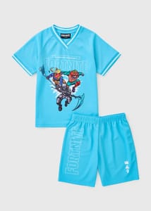 Fortnite Boys Blue Airtex Top & Short Set (5-13yrs)