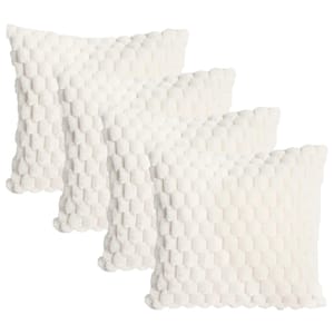 4 Pack Waffle Faux Fur Cushion Covers - 45 X 45cm Cream