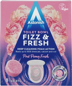 Astonish Toilet Cleaning Foam Action 8 Tabs, Pink Peony Scent (£1.42/£1.27 S&S)