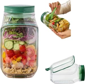 Salad Pod Jar with Vertical Layering Bowl, Portable Storage