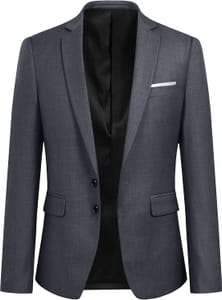 YOUTHUP Men's Slim Fit Tuxedo Jacket, Grey, M