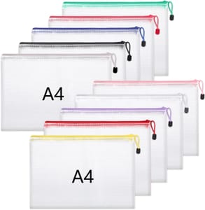 A4 Plastic Wallets, 10 Pack Zip Lock Bags