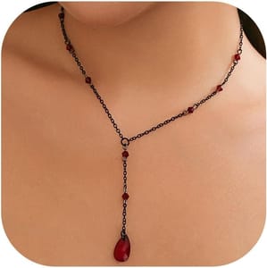 RadiVibe Black Gothic Lariat Necklace Blood Drop Vampire Costume