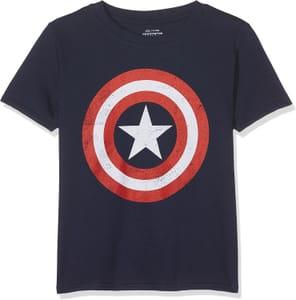 Marvel Captain America Shield T-Shirt, Regular Fit, Navy, 9-10 Years