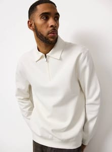 Cream Collared Half Zip Sweatshirt