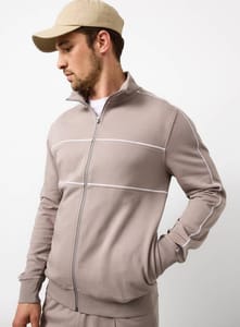 Stone Funnel Neck Zip through Sweatshirt