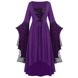 Halloween Costumes for Adult Women Gothic Skeleton Long Black Dress