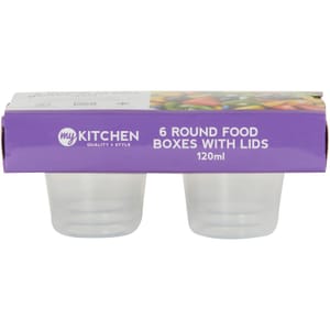 Pack of 6 round Food Boxes with Lids