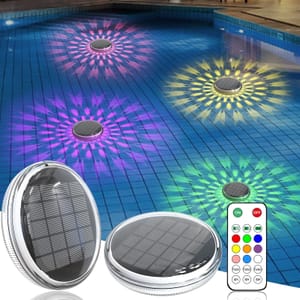 Kitloo Solar Floating Pool Lights, 2 Pack, Remote, IP67 Waterproof