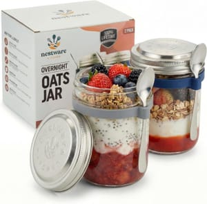 Overnight Oats Jar with Spoon [2-Pack]