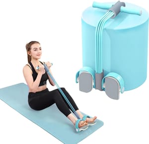 Multifunctional Pedal Puller with 4 Elastic Resistance Tubes, Blue