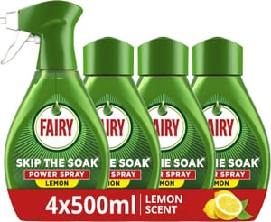 4 X 500ml Fairy Skip the Soak Dish Spray Kit, Lemon (£8.04/£7.19 S&S)