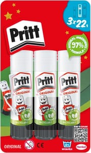 3 X 22g Pritt Glue Stick, Safe and Child-Friendly (£1.80/£1.61 S&S)