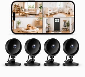 WOLFANG 1080P Indoor WiFi Security Camera with Night Vision, 4-Pack