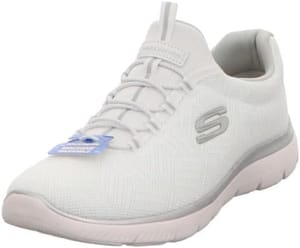 Skechers Women's Summits Artistry Sneaker, White Mesh Gray Trim UK9