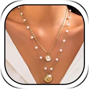 Shell Starfish Charm Necklace for Women Puka Pearl Boho Jewelry