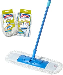 Spontex Extra Flat Microfibre Mop, Wet & Dry, 80-140cm, Refills