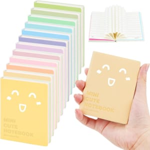 JINGIHE 12-Pcs Small Pocket Notebook with Smileys, Imitation Leather