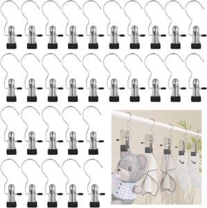 30 Pcs Hangers for Clothes Hooks, Stainless Steel Towel Clips